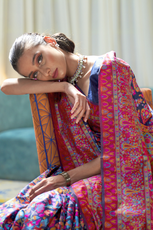 Elegant Kashmiri Kani Saree in Handloom Modal Silk