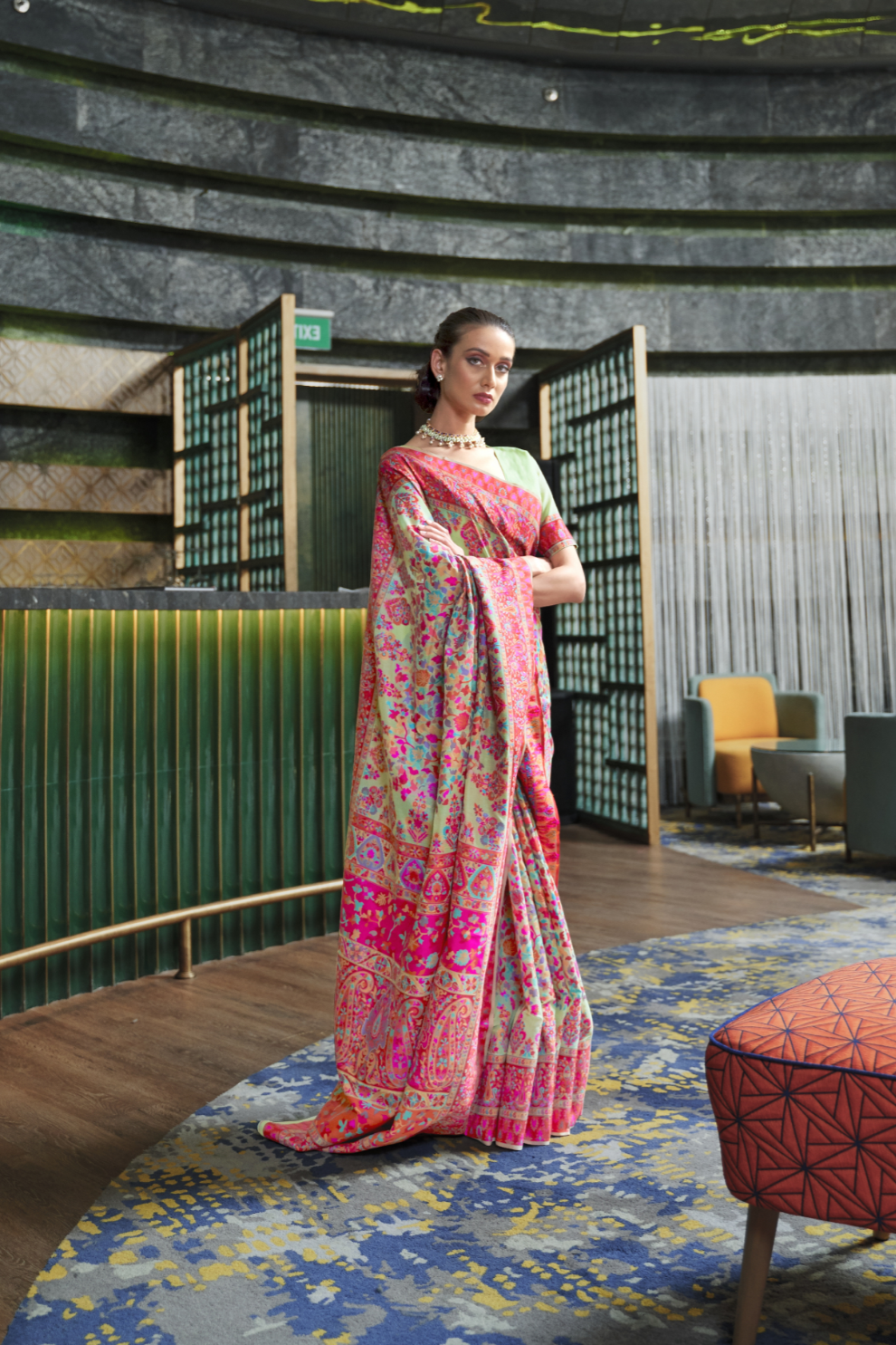 Elegant Kashmiri Kani Saree in Handloom Modal Silk