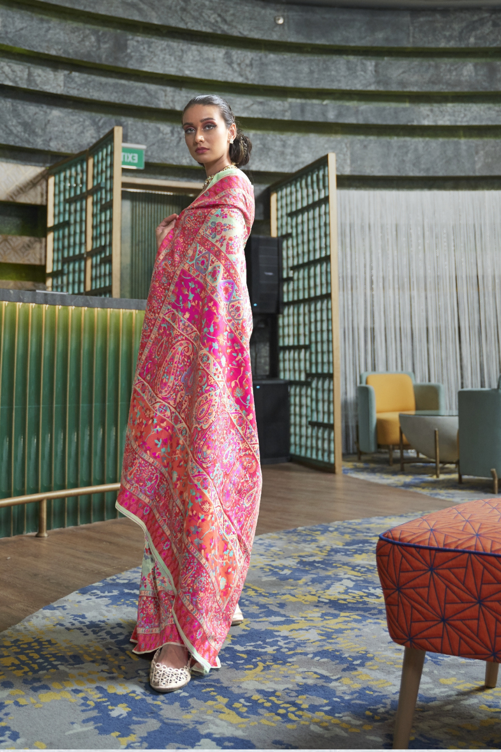 Elegant Kashmiri Kani Saree in Handloom Modal Silk