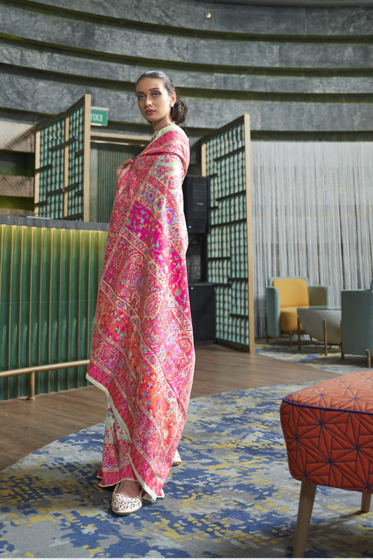 Elegant Kashmiri Kani Saree in Handloom Modal Silk