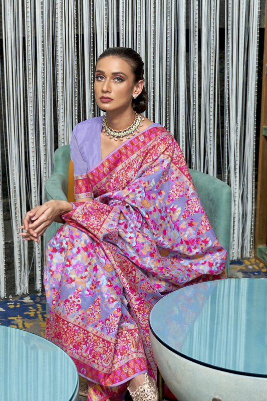 Elegant Kashmiri Kani Saree in Handloom Modal Silk