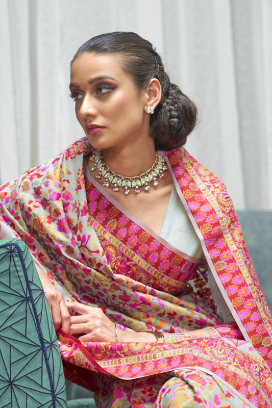 Elegant Kashmiri Kani Saree in Handloom Modal Silk