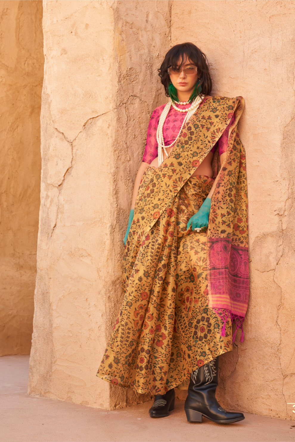 Digital Printed Tissue Silk Saree with Subtle Zari Shine