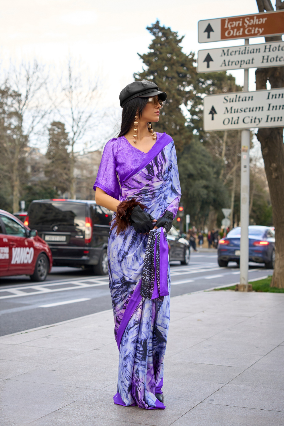 Printed Satin Crepe Saree with Soft Silky Fall and Shine