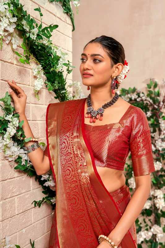 Pure Dharmavaram Silk Saree with Zari Weaving - LaVante Fashion