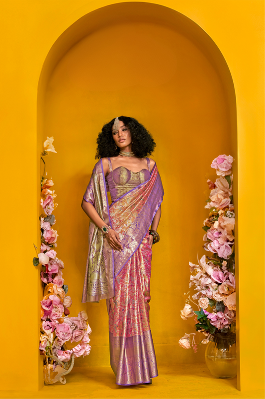 Pure Dharmavaram Silk Saree with Handloom Weaving Craft