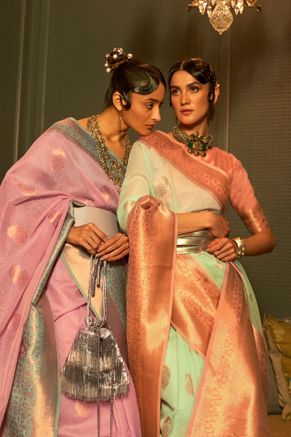 Pure Linen Weaving Saree with Stylish Copper Zari Work