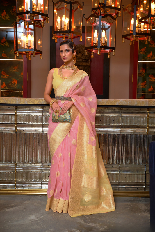 Woven Linen Silk Saree with Subtle Zari Detailing