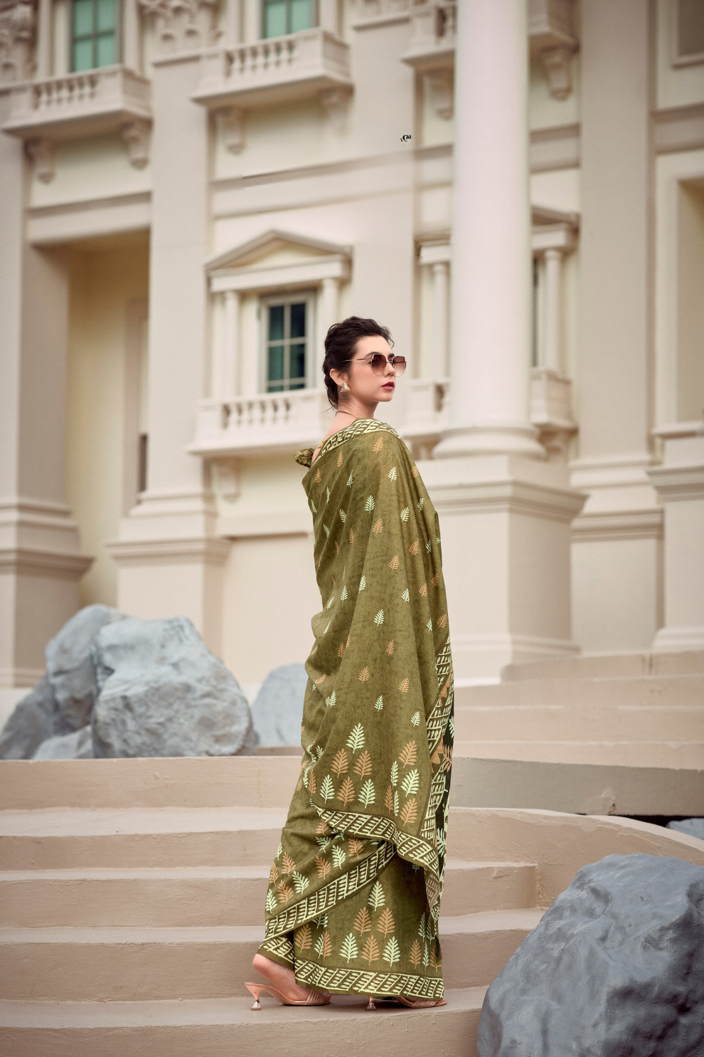 Elegant Whispers Pure Mal Mal Cotton Saree in Modern Digital Motifs - LaVante Fashion