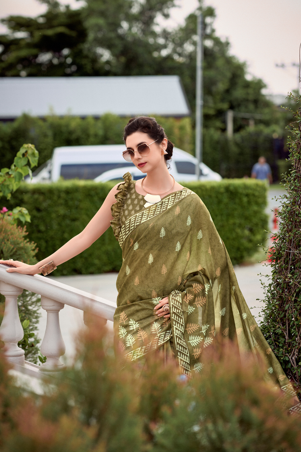 Elegant Whispers Pure Mal Mal Cotton Saree in Modern Digital Motifs - LaVante Fashion
