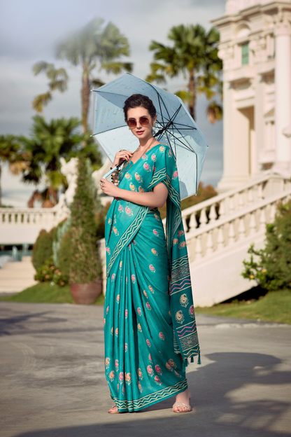 Elegant Whispers Pure Mal Mal Cotton Saree in Modern Digital Motifs - LaVante Fashion