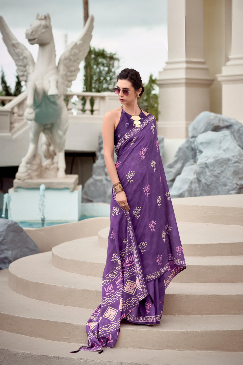 Elegant Whispers Pure Mal Mal Cotton Saree in Modern Digital Motifs - LaVante Fashion