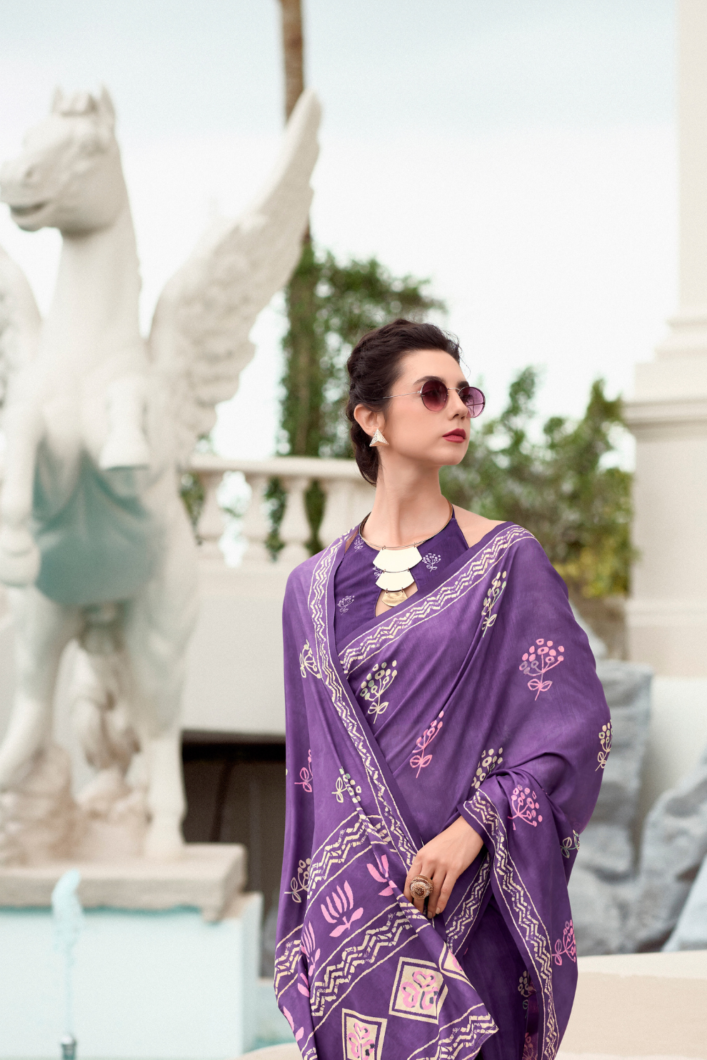 Elegant Whispers Pure Mal Mal Cotton Saree in Modern Digital Motifs - LaVante Fashion