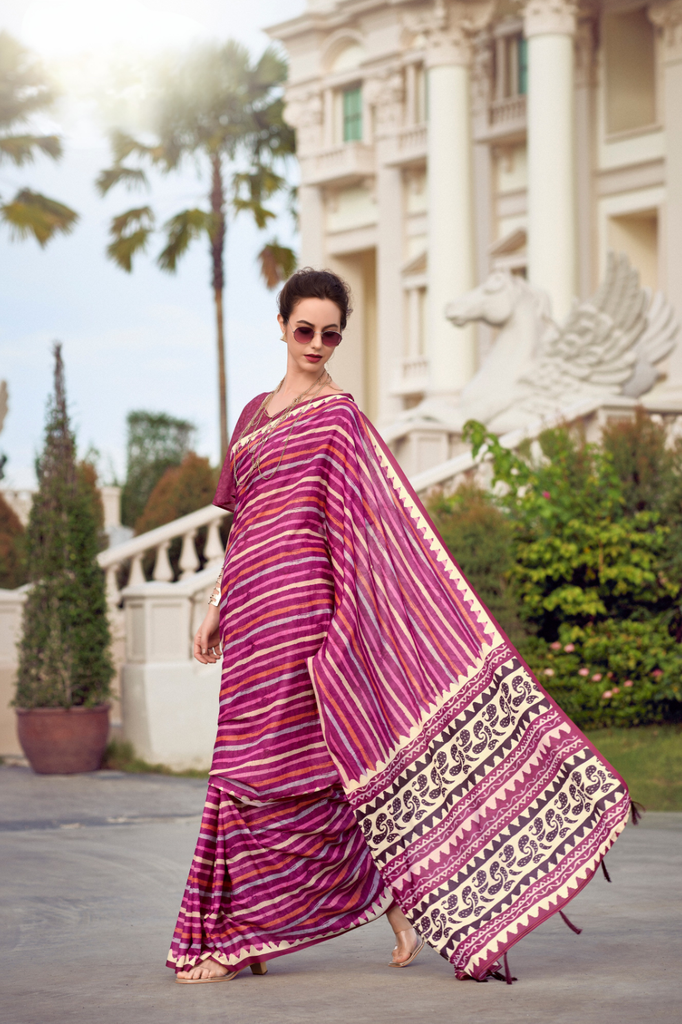 Elegant Whispers Pure Mal Mal Cotton Saree in Modern Digital Motifs - LaVante Fashion