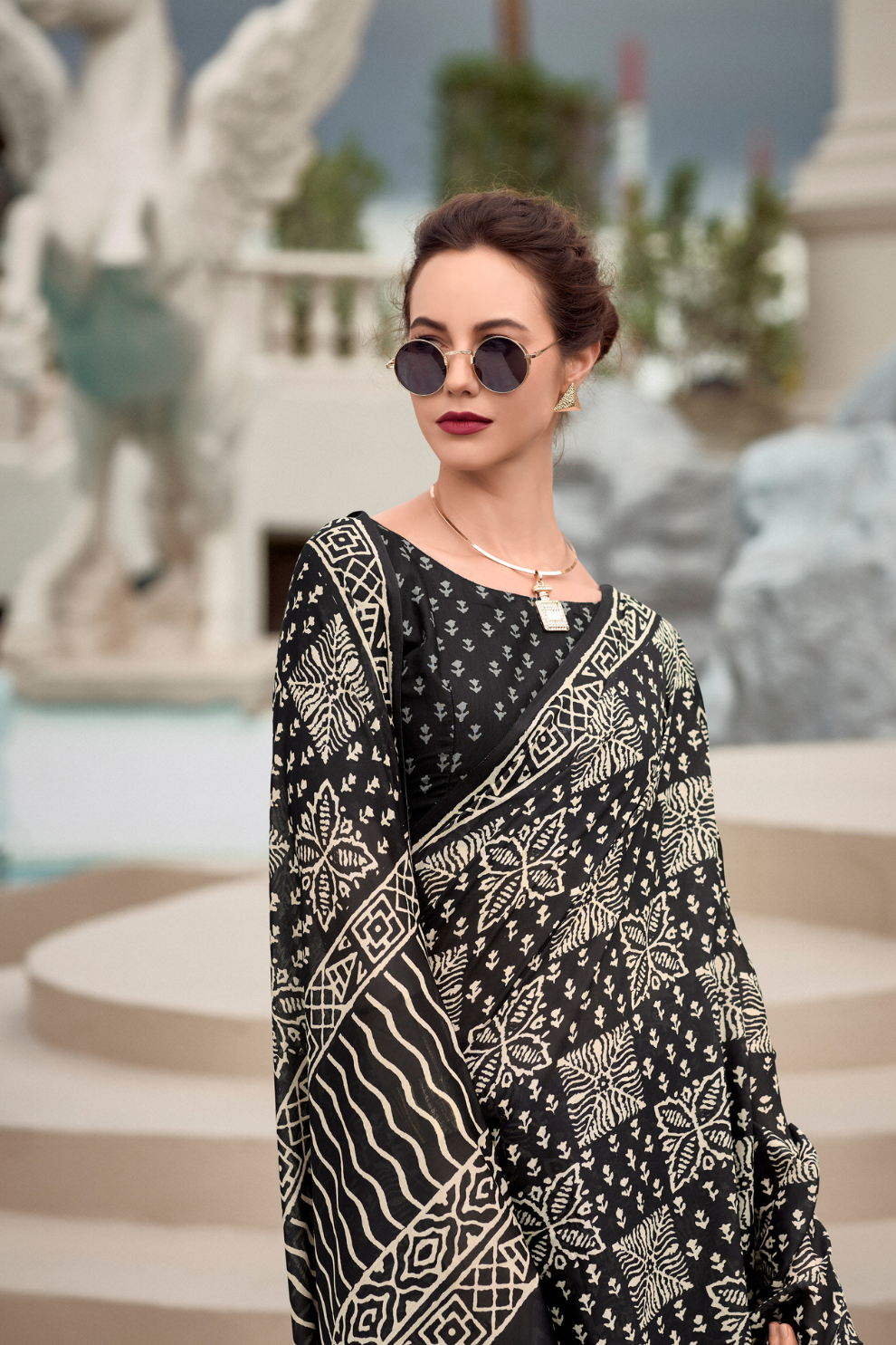 Elegant Whispers Pure Mal Mal Cotton Saree in Modern Digital Motifs - LaVante Fashion