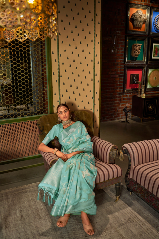 Banarasi Saree with Contrast Border and Traditional Weaving