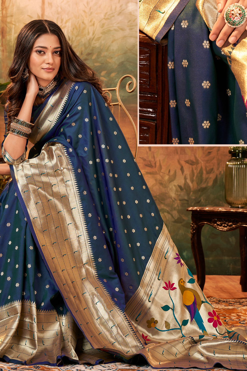 Pure Paithani Silk Saree with Zari Weaving - LaVante Fashion