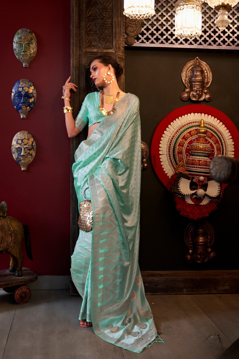 Designer Satin Silk Saree with Intricate Woven Detailing