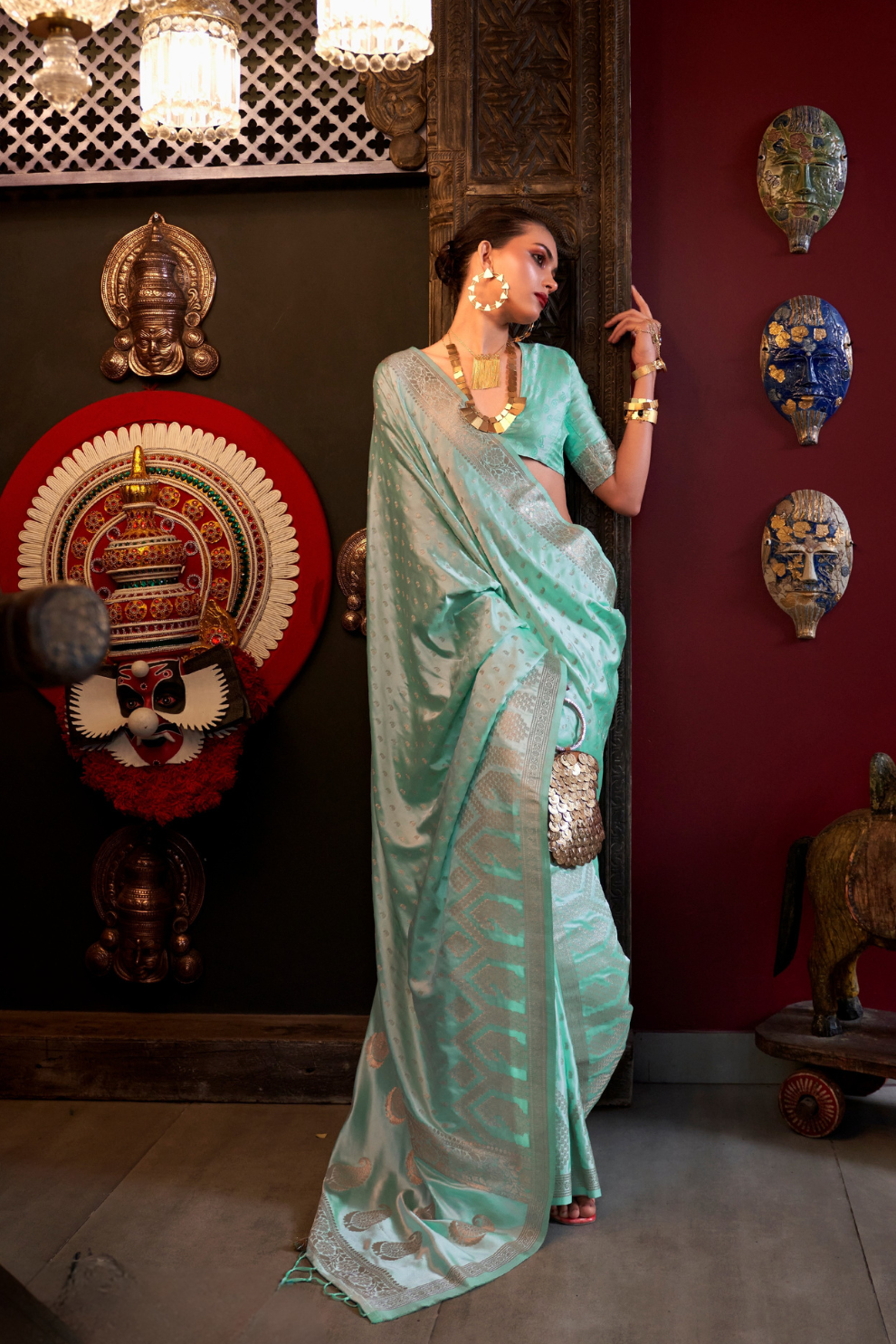 Designer Satin Silk Saree with Intricate Woven Detailing