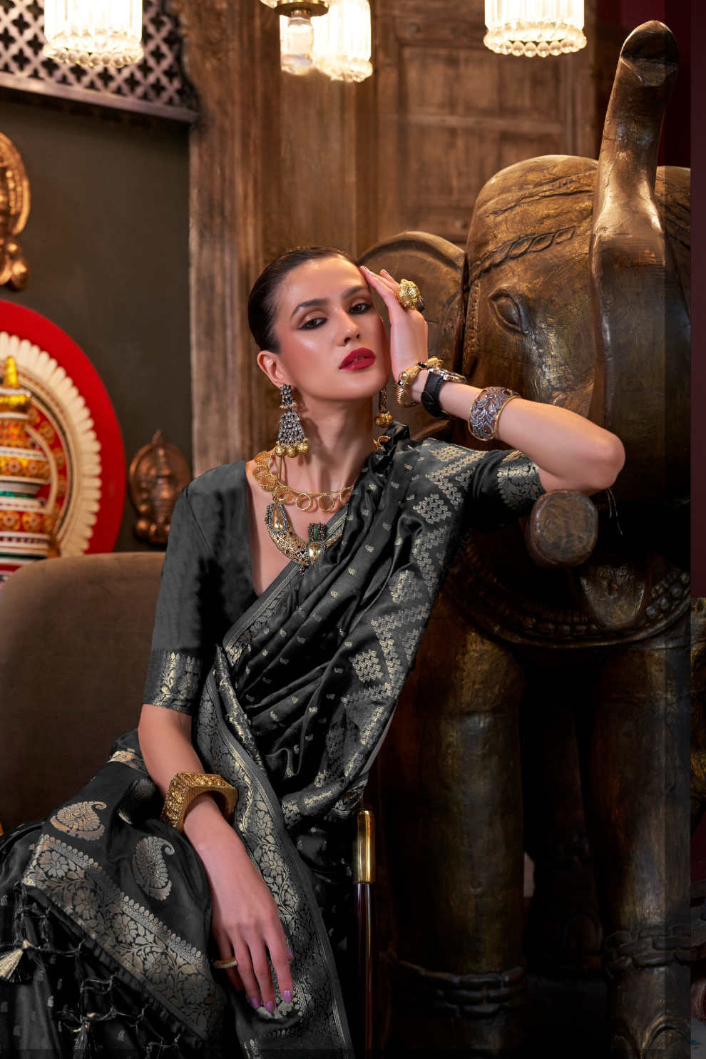 Designer Satin Silk Saree with Intricate Woven Detailing