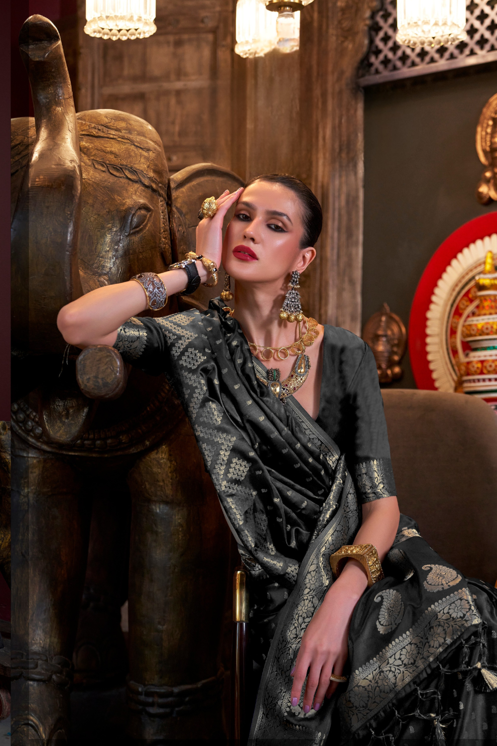 Designer Satin Silk Saree with Intricate Woven Detailing