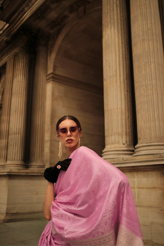 Lustrous Silk Satin Saree with Elegant Drape