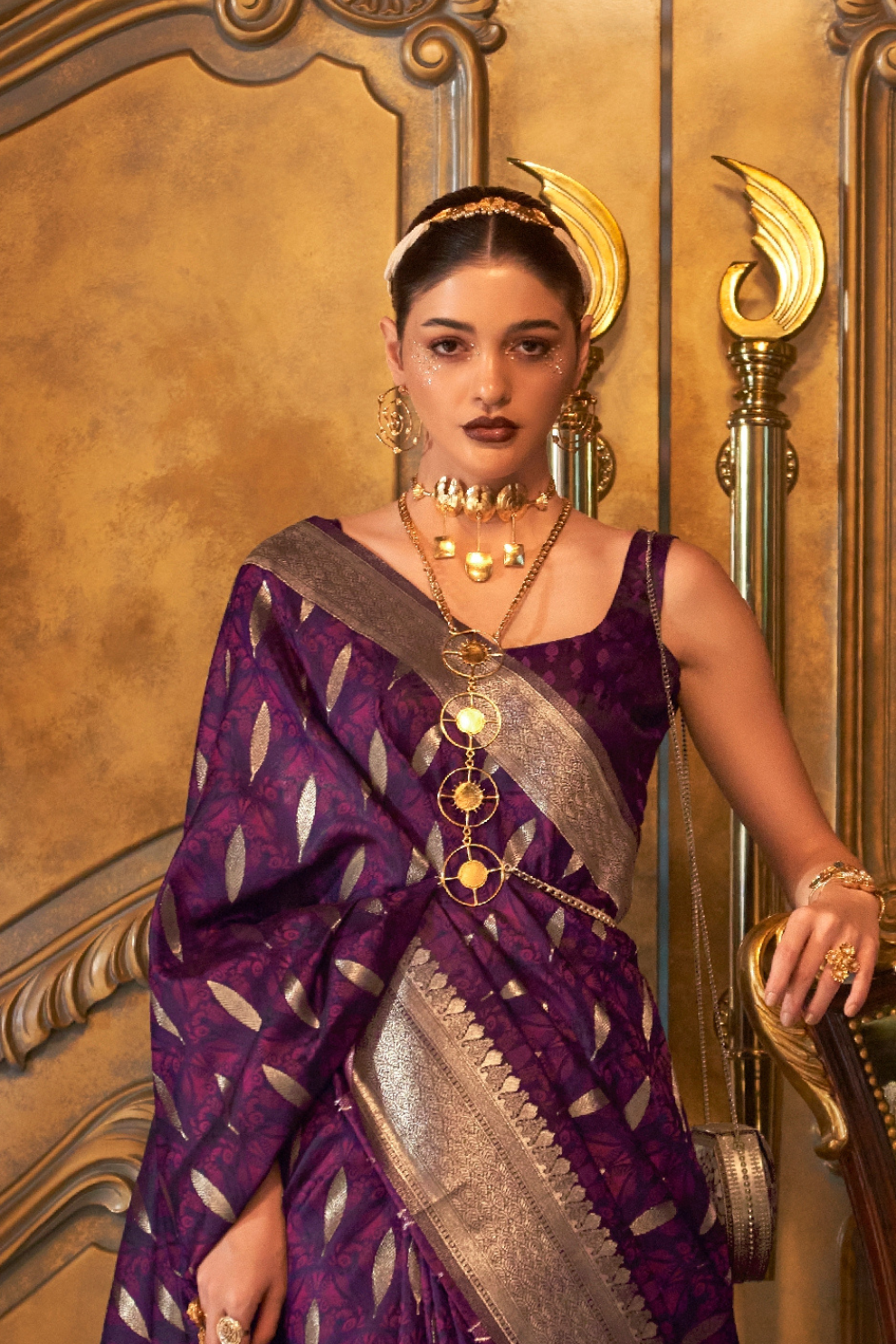 Satin Handloom Saree with Intricate Weaving Work