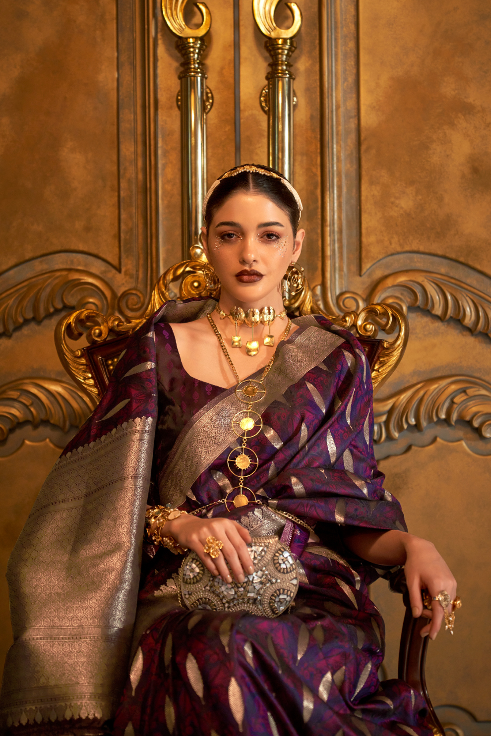 Satin Handloom Saree with Intricate Weaving Work