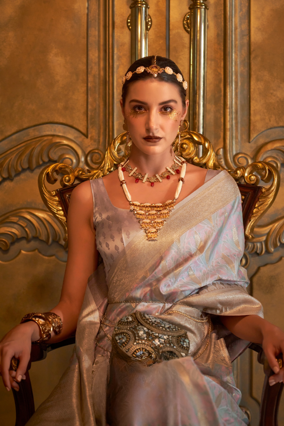 Satin Handloom Saree with Intricate Weaving Work