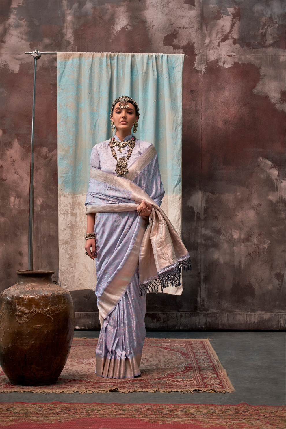 Lustrous Pure Satin Silk Saree with Banarasi Handloom Weave