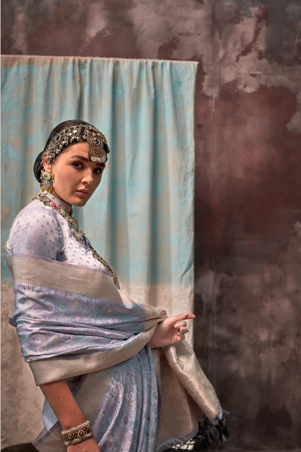 Lustrous Pure Satin Silk Saree with Banarasi Handloom Weave