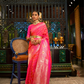 Elegant Fuchsia Satin Saree with Smooth Lustrous Finish