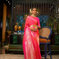 Elegant Fuchsia Satin Saree with Smooth Lustrous Finish