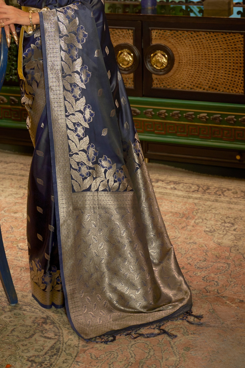 Elegant Fuchsia Satin Saree with Smooth Lustrous Finish