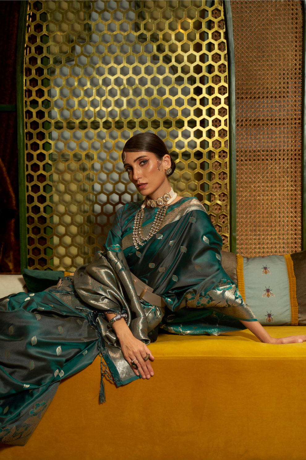 Elegant Fuchsia Satin Saree with Smooth Lustrous Finish