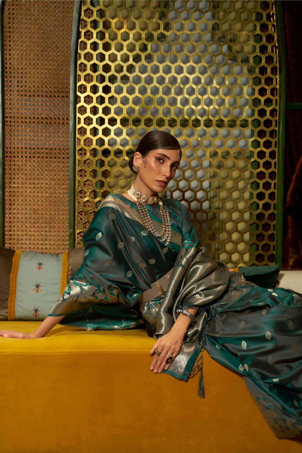 Elegant Fuchsia Satin Saree with Smooth Lustrous Finish