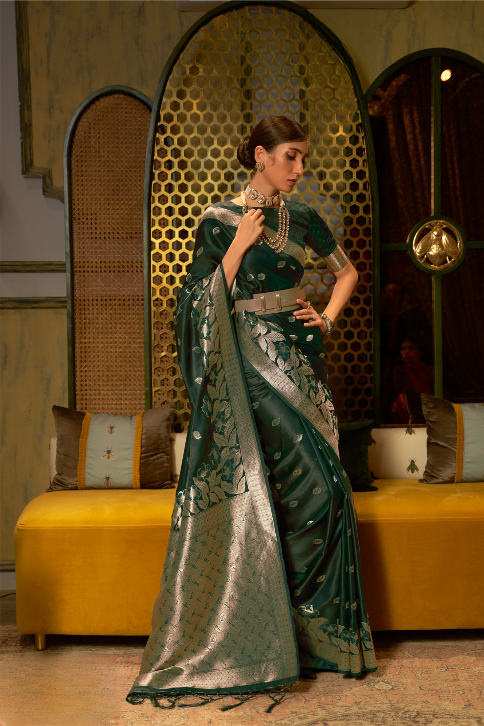 Elegant Fuchsia Satin Saree with Smooth Lustrous Finish