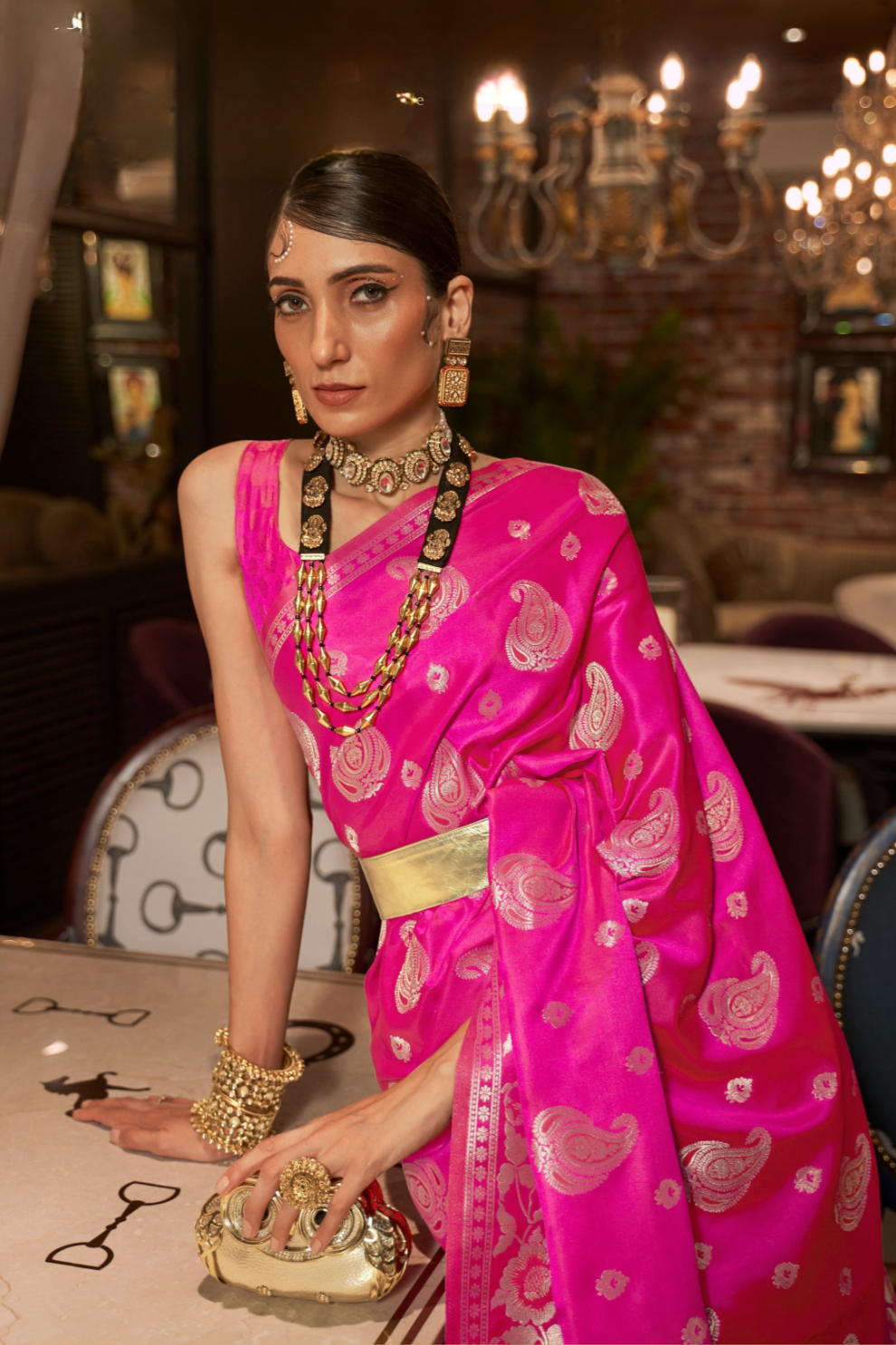 Pure Satin Saree with Elegant Handloom Weaving Design