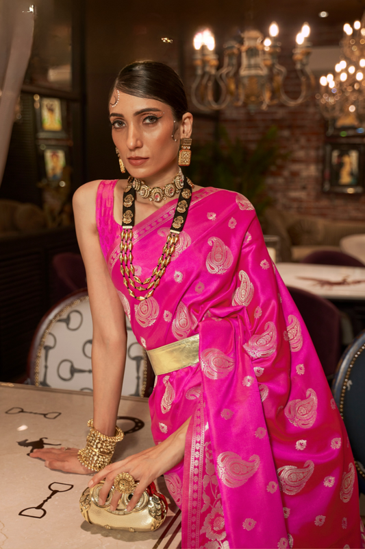 Pure Satin Saree with Elegant Handloom Weaving Design