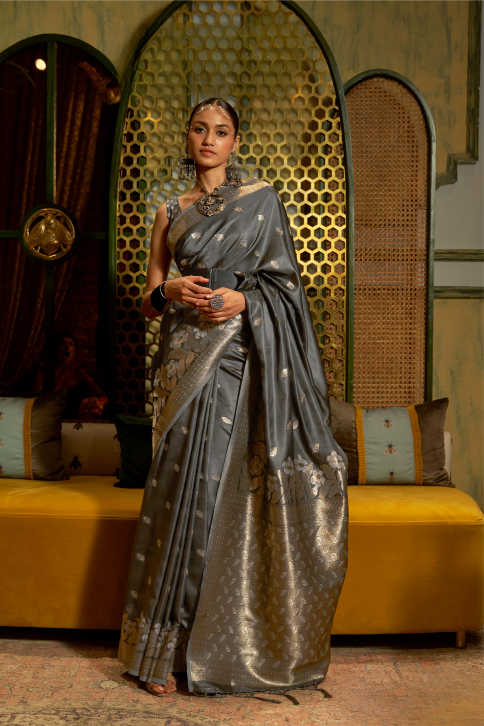 Elegant Fuchsia Satin Saree with Smooth Lustrous Finish