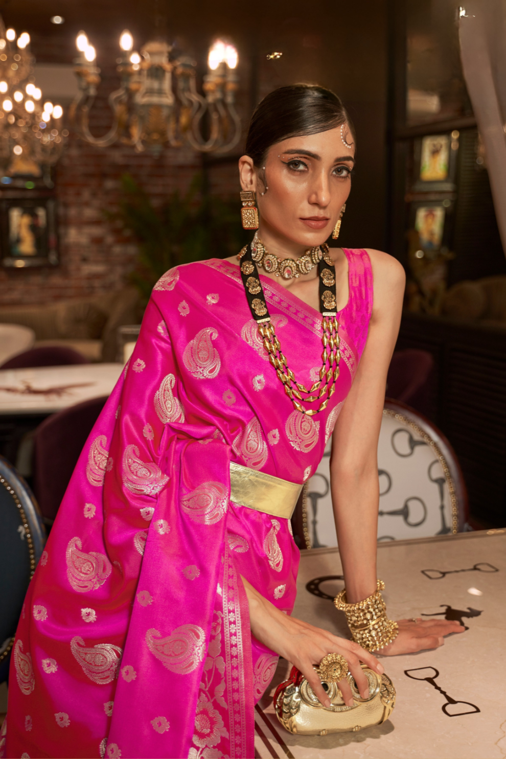 Pure Satin Saree with Elegant Handloom Weaving Design