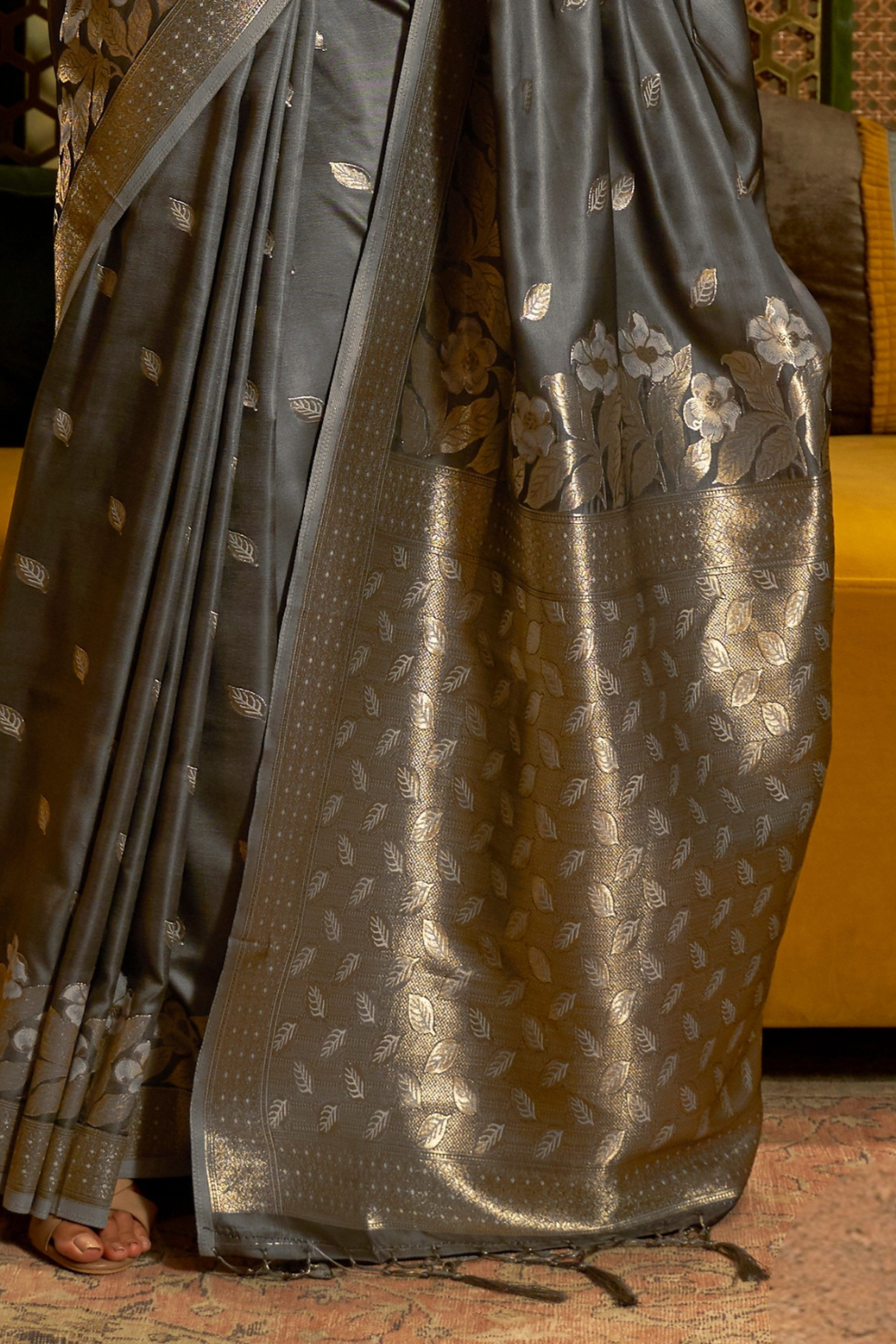 Elegant Fuchsia Satin Saree with Smooth Lustrous Finish