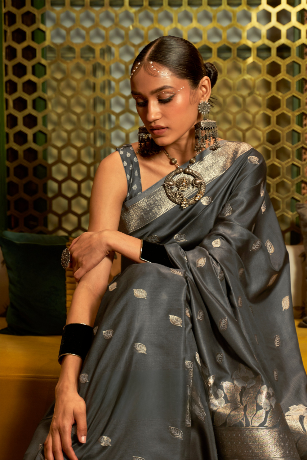 Elegant Fuchsia Satin Saree with Smooth Lustrous Finish