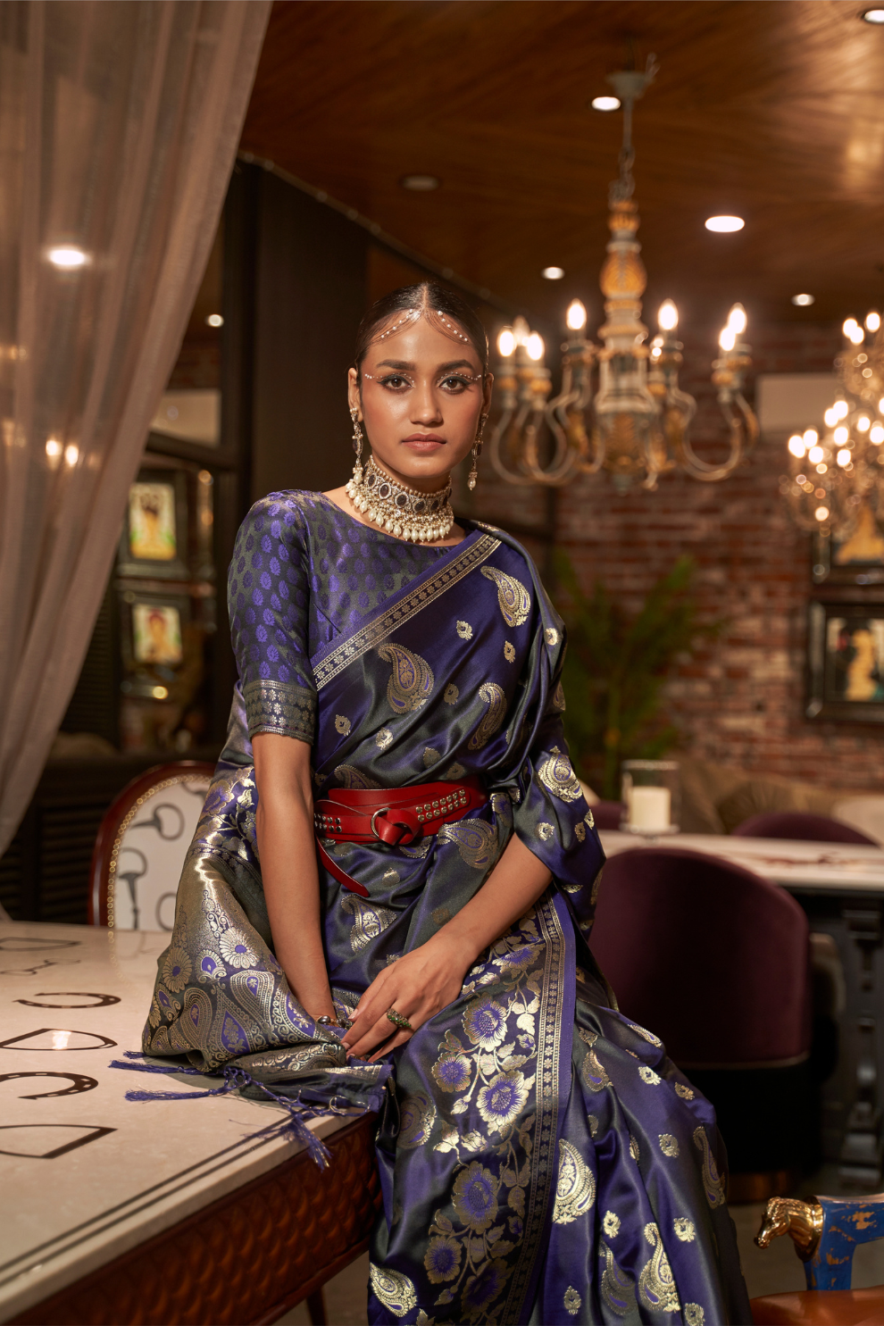 Pure Satin Saree with Elegant Handloom Weaving Design