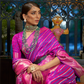 Elegant Fuchsia Satin Saree with Smooth Lustrous Finish