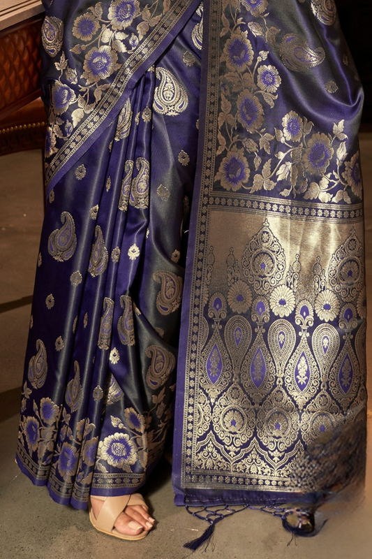 Pure Satin Saree with Elegant Handloom Weaving Design