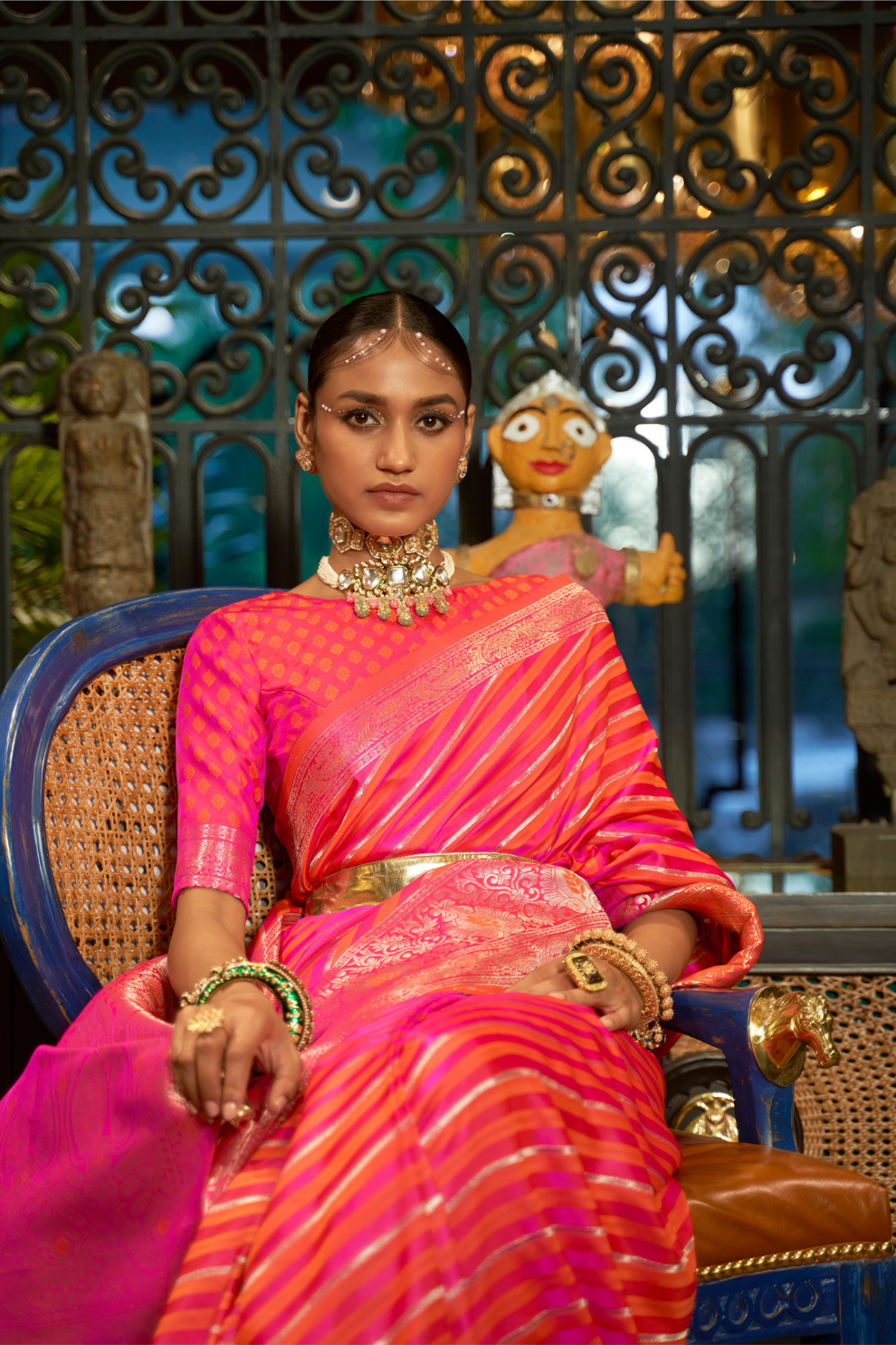 Elegant Fuchsia Satin Saree with Smooth Lustrous Finish