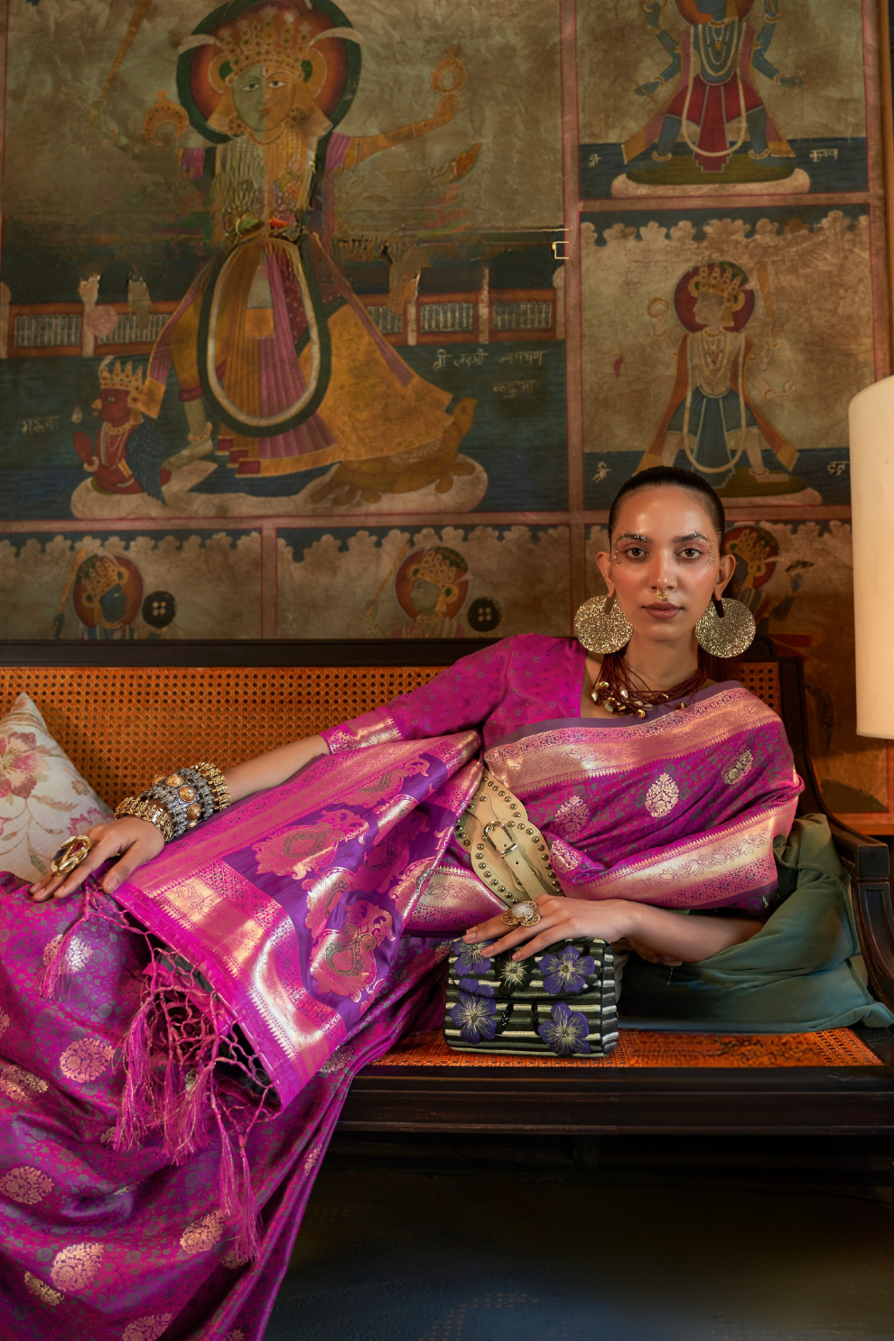 Elora Satin Tanchoi Silk Blend Saree with Handloom Weaving