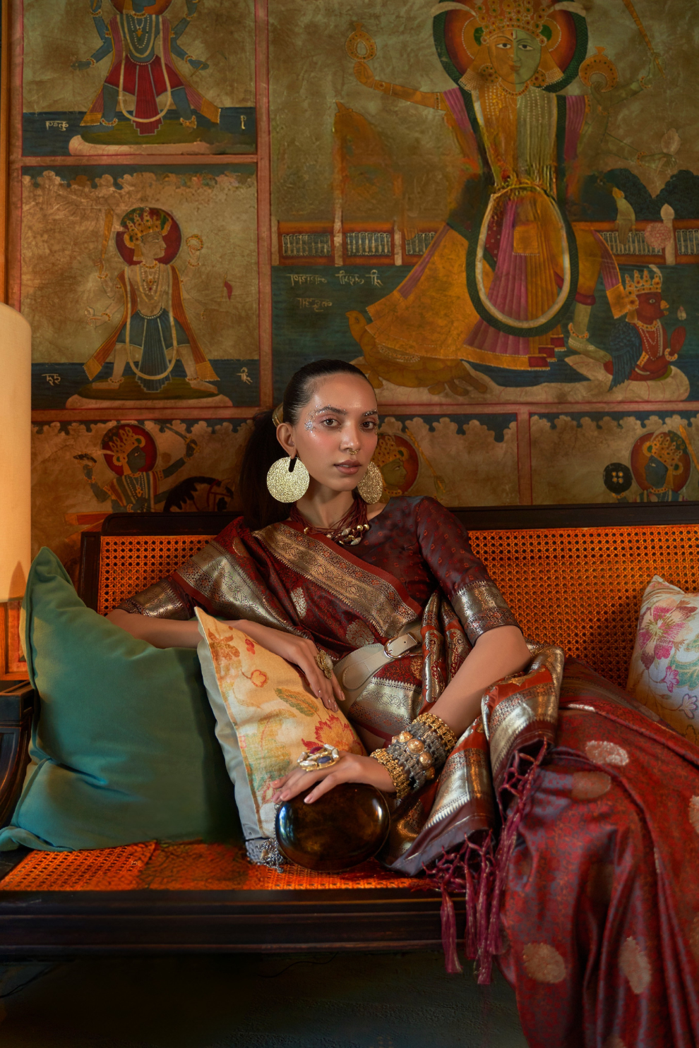 Elora Satin Tanchoi Silk Blend Saree with Handloom Weaving