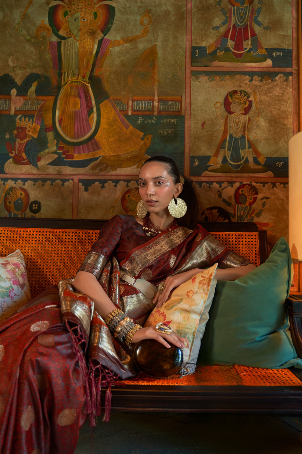 Elora Satin Tanchoi Silk Blend Saree with Handloom Weaving